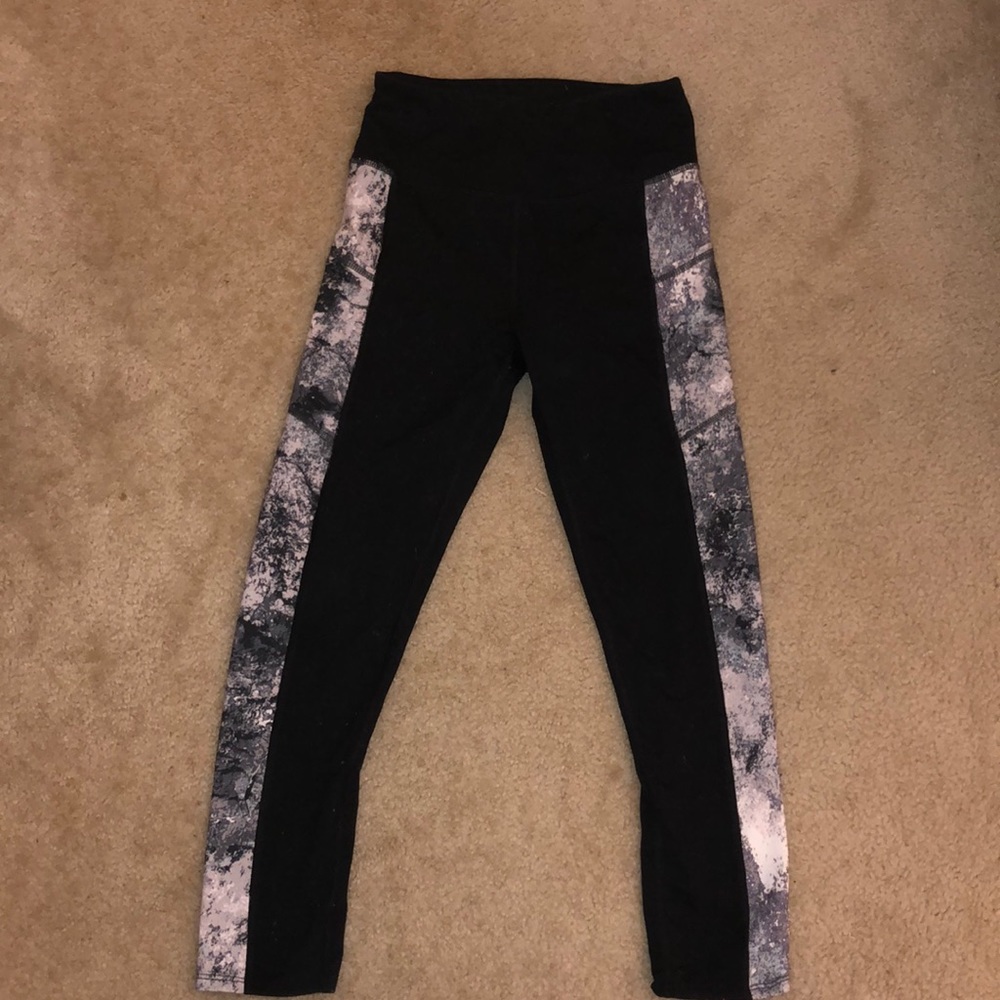 SO Black Leggings with Grey Marbled Stripe